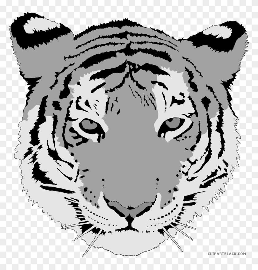 Tiger Face Animal Free Black White Clipart Images Clipartblack - Sma N 1 Simo #831357