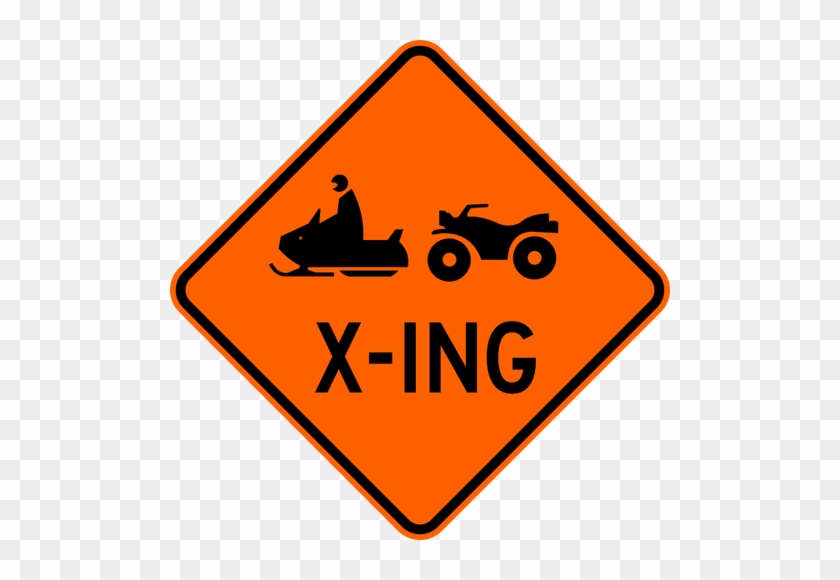 Atv / Snowmobile X-ing Warning Trail Sign Orange - Defensive Driving Course Online #844135