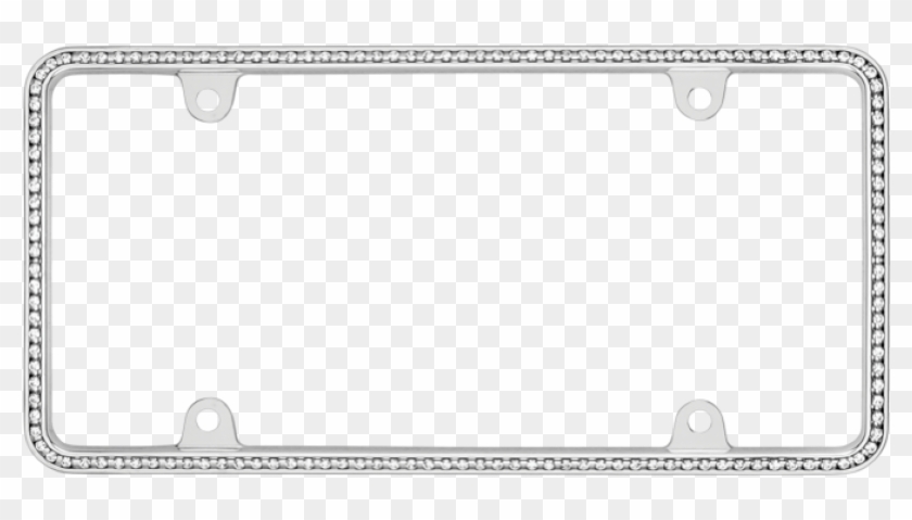 Thin White Diamonds On Chrome License Plate Frame - Diamond License Plate Frames #845181