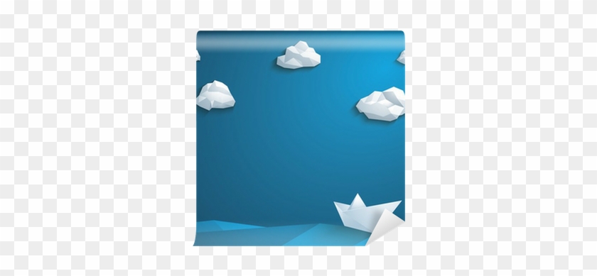 Low Poly Paper Boat Vector Background - Sea #847889