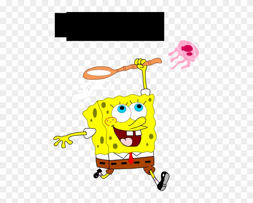 Spongebob Using Net With Jellyfish Clip Art At Clker - Clip Art #849631