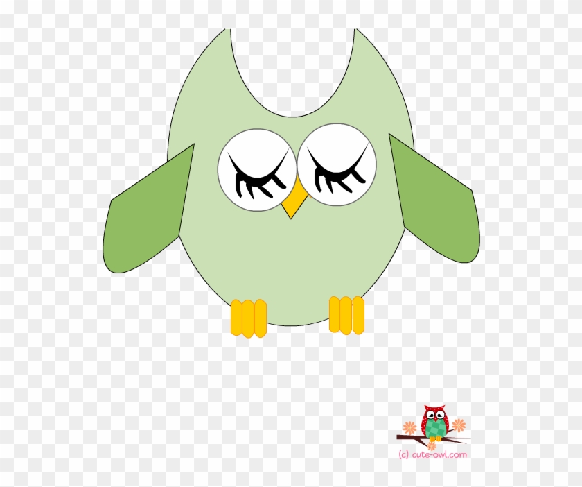 Green Sleepy Owl Wall Decoration Sticker - Cartoon #852373