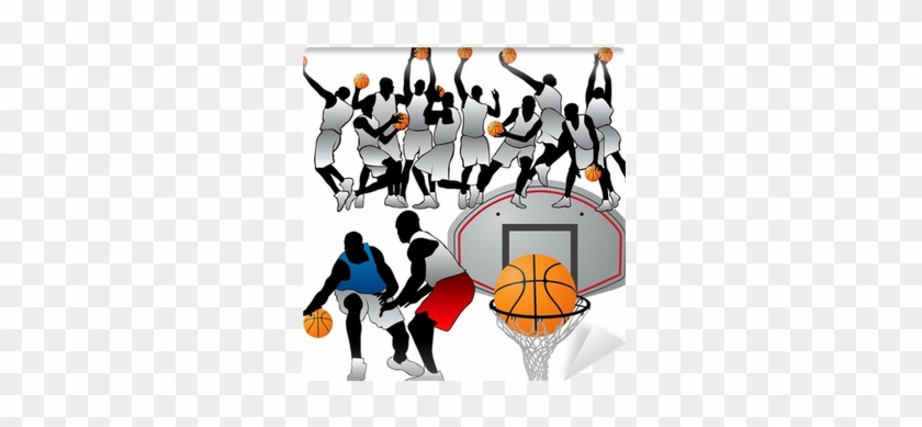 Basketball Players Silhouettes Set Wall Mural • Pixers® - Vector Graphics #855132