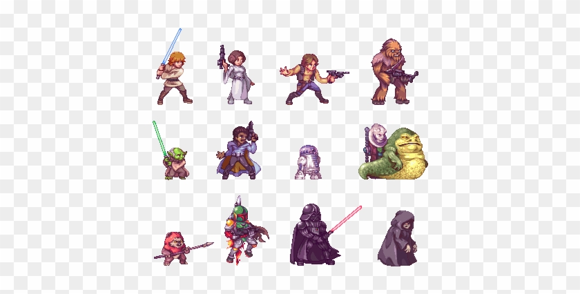 Starwars,fandoms,pixel Art,yoda,chewbacca,darth Vader,r2d2, - Fighting Game Pixel Art #856266