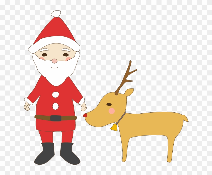 Santa Claus And Reindeer Clip Art - トナカイ 可愛い イラスト #857097