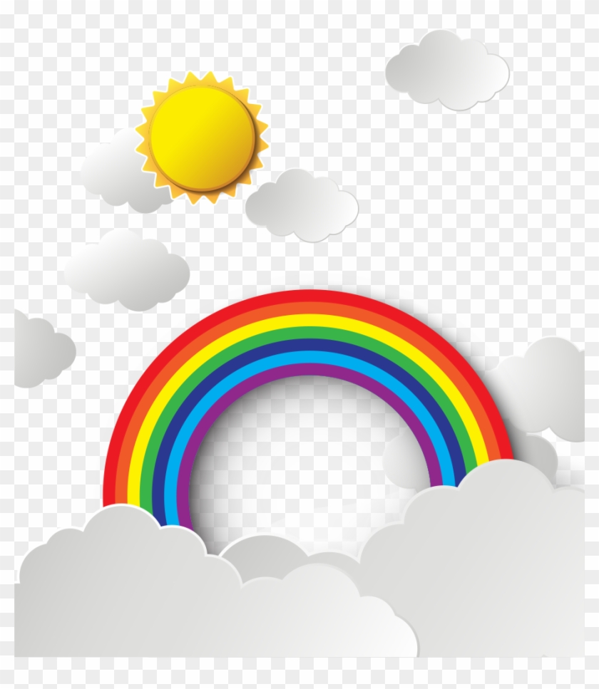 Sky Rainbow Cloud - Cartoon Rainbow With Cloud Png #857620