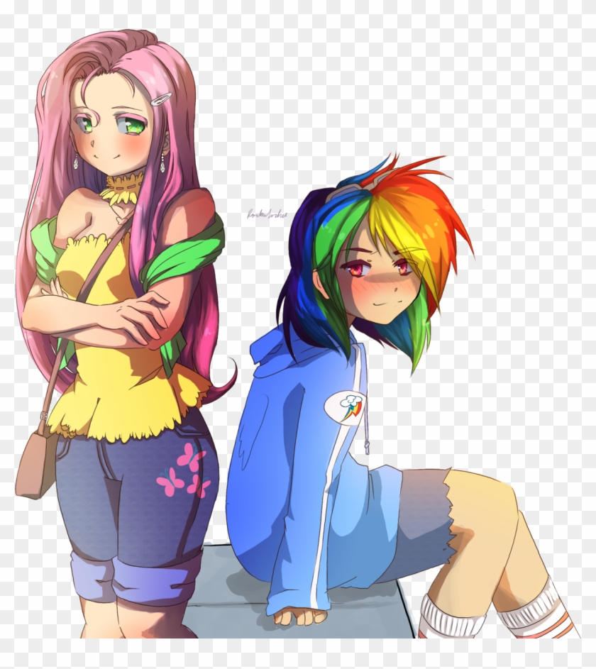 Human Fluttershy And Rainbow Dash - Rainbow Dash Fan Art Human #858053