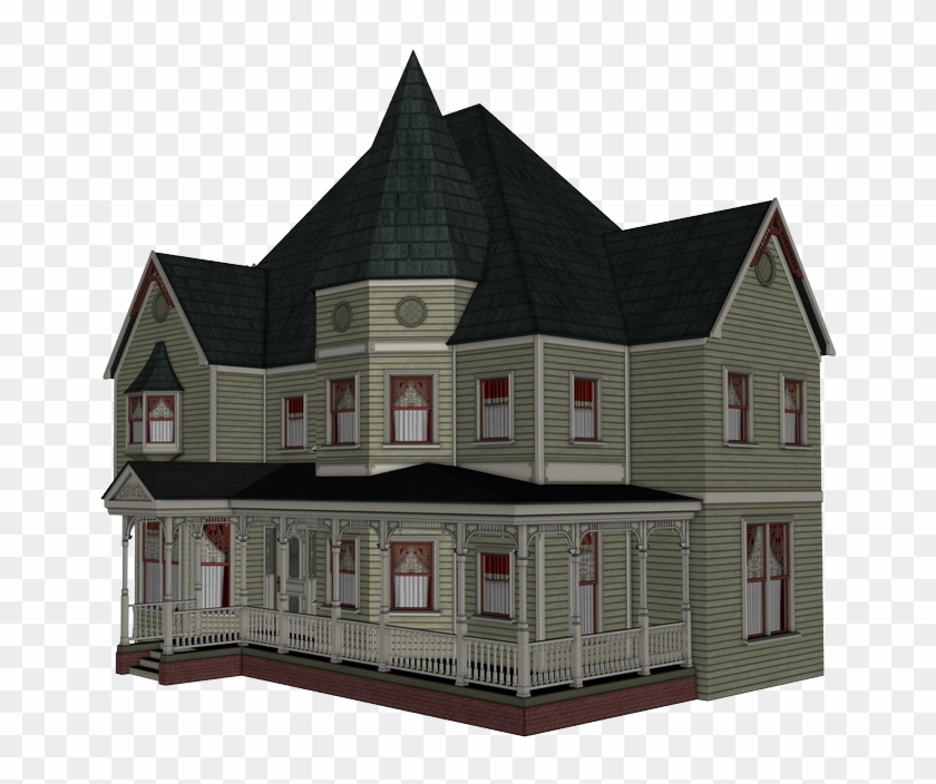 Misc Clip Art And Graphics - Good Luck House Hunting -victorian House, Wreath, Leaves. #858217