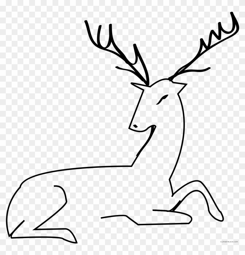 Black And White Deer Animal Free Black White Clipart - Christmas Card With Gold Reindeer And Snowflakes/custom #860522