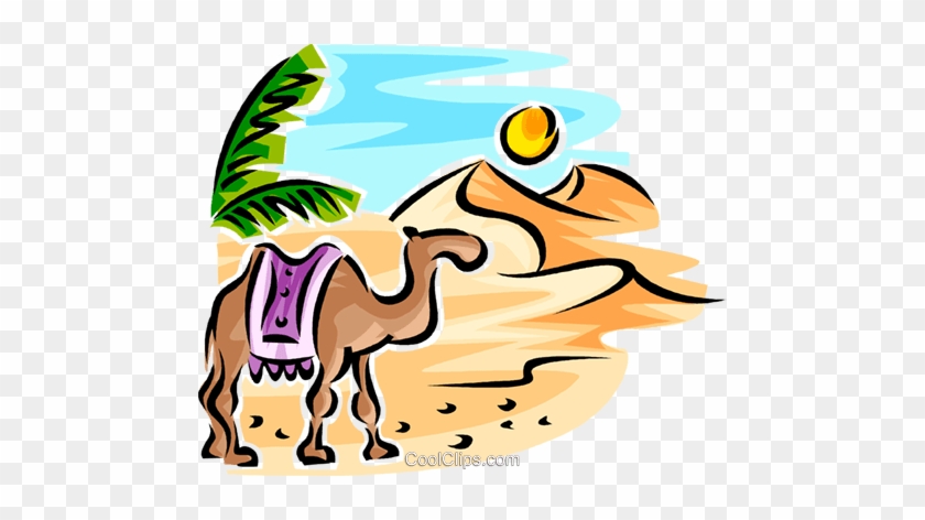 Camel Royalty Free Vector Clip Art Illustration - Camels In The Desert Clipart #860654