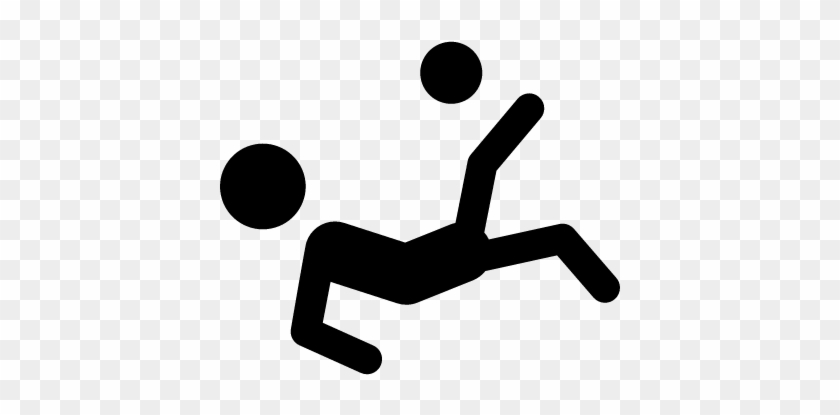 Soccer Player Silhouette Falling Kicking The Ball Vector - Soccer Player Stick Figure #860696