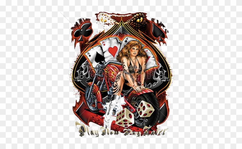 Biker Pinup Girl Motorcycle Chopper Custom Bike T-shirt #861773
