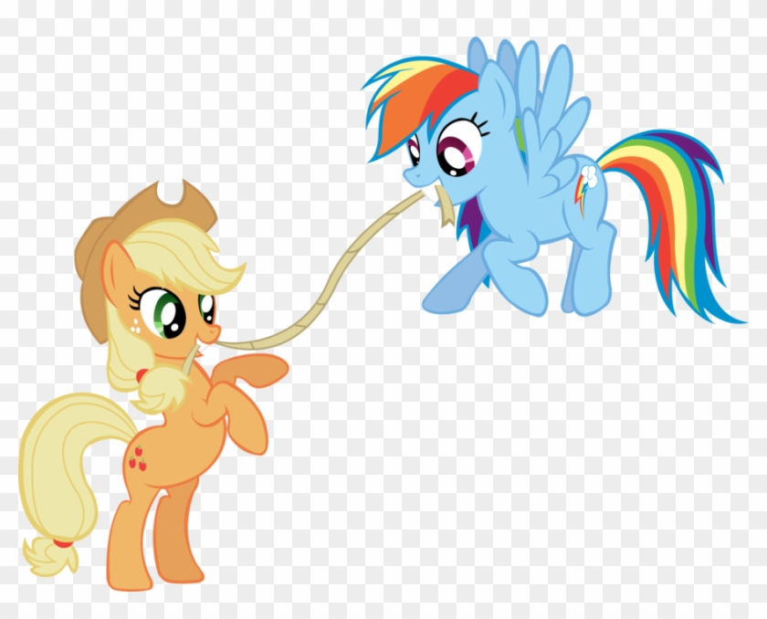 Rainbow Dash And Applejack Tug Of War By Truecelticheart - Rainbow Dash And Applejack Png #160323