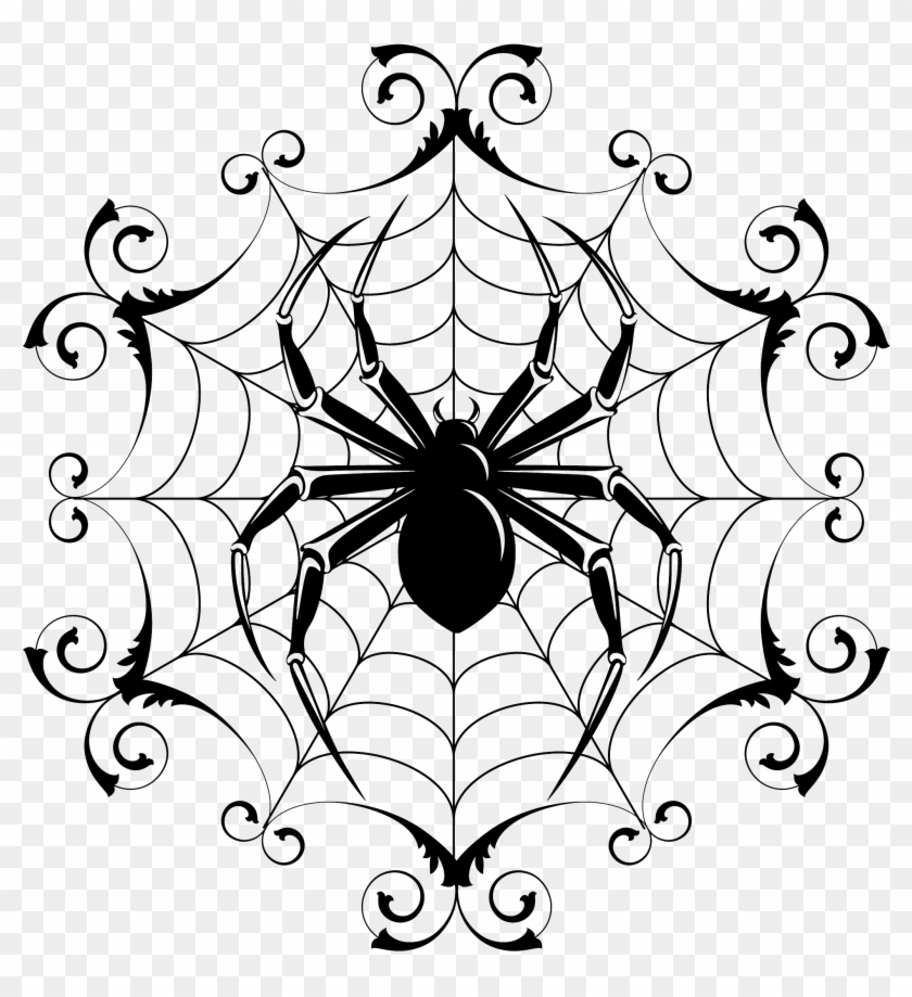 Spider And Spider Web Image - Halloween Drawings Of Spiders #161599