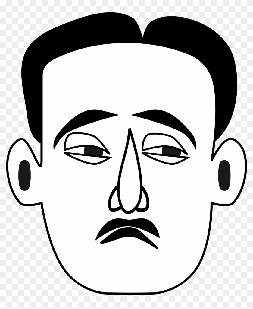 Best Sad Face Clip Art - Man Face Black And White Drawing #162009