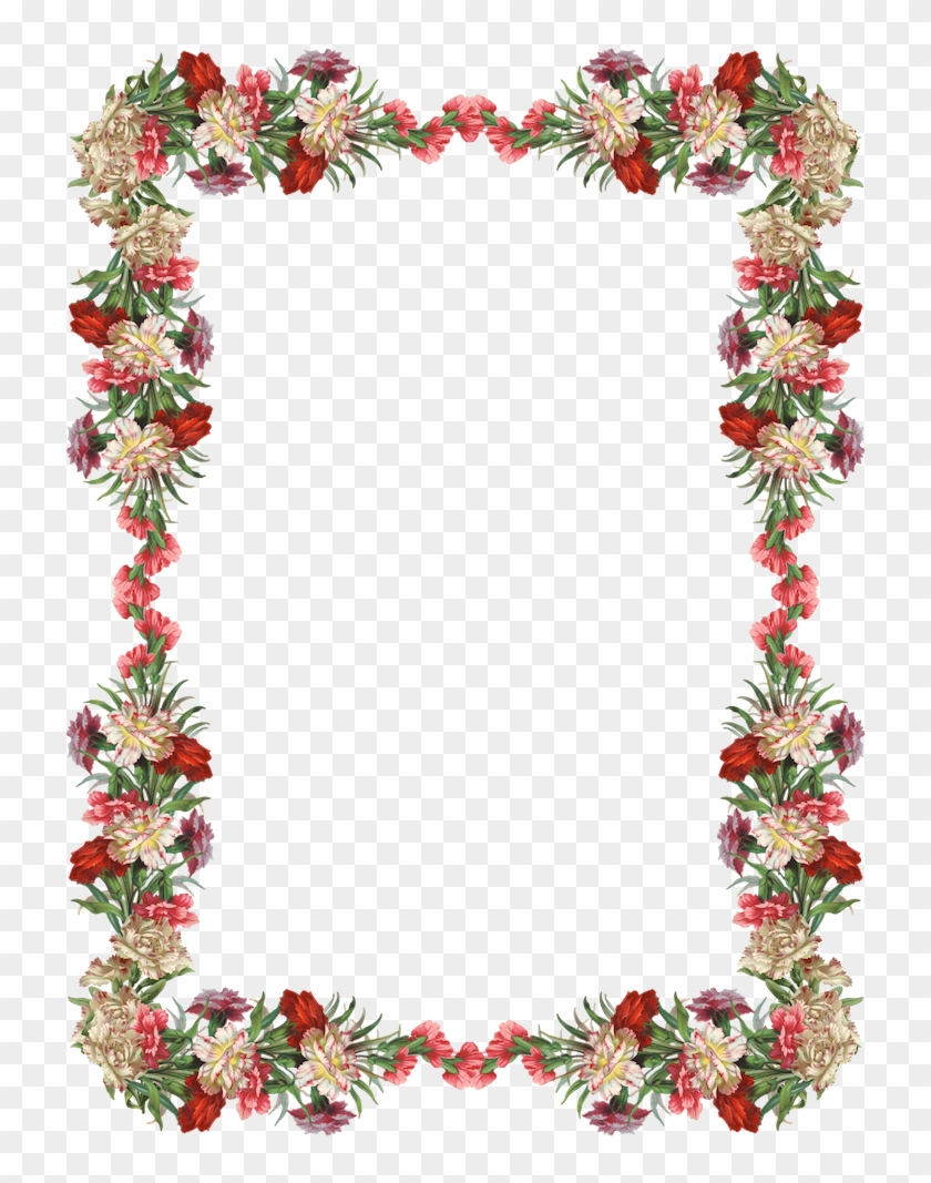 Free Digital Vintage Flower Frame And Border - Flower Border Design Png #862872