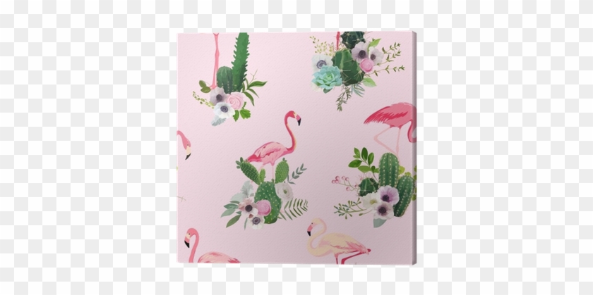 Cuadro En Lienzo Pájaro Del Flamenco Y Fondo Tropical - Cute Llama And Cactus #862878