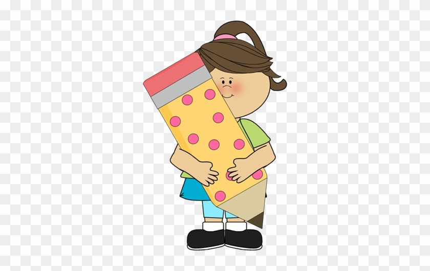 Girl Holding A Pencil - Writing Clipart My Cute Graphics #865370