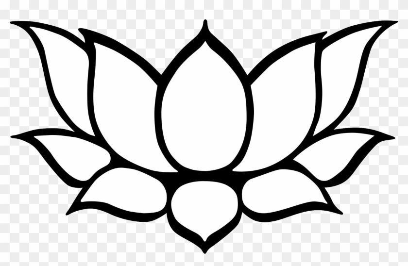 Kamal Clipart Black And White - Lotus Flower Simple Drawing #866281