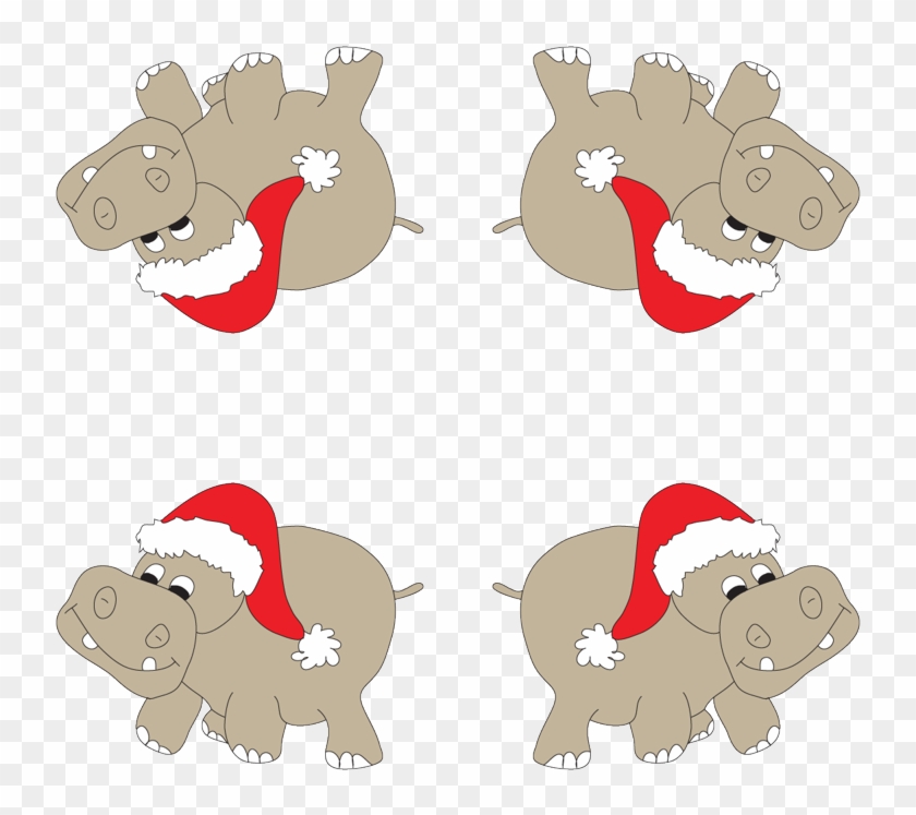 Christmas Hippo White Background By Coveredbydesign #868123