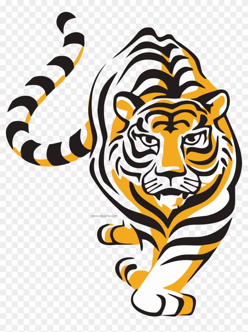 Walking Wild Tiger Clipart Png - Tiger Vector #868498