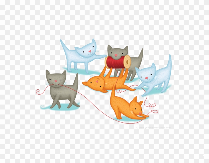 Playing Kittens Yellow Pencil Studio - Cartoon #868534