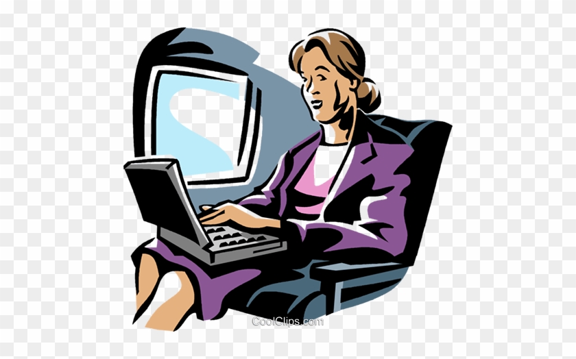 Woman Working On A Laptop Computer Royalty Free Vector - Woman Working On A Laptop Computer Royalty Free Vector #869379