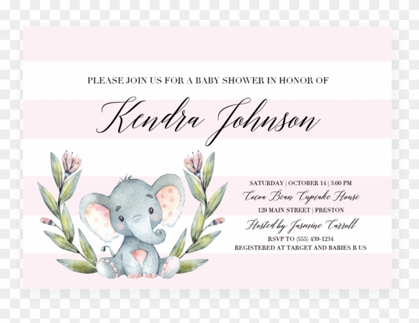 Pink Elephant Baby Shower Invitation Template Download - Aquarell-elefant-jungen-glückwünsche Grußkarte #869616