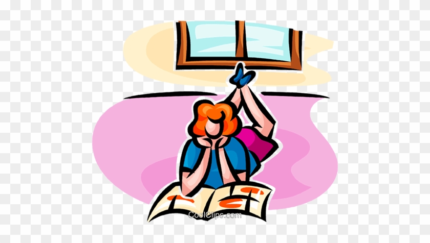 Girl Reading A Magazine Royalty Free Vector Clip Art - Ragazza Che Legge Png #871546