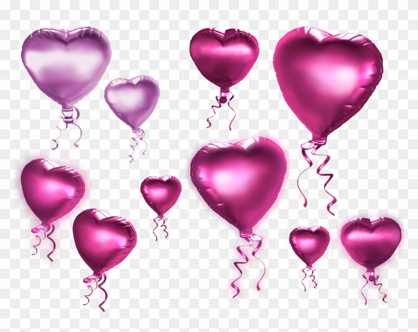 Pink And Purple Heart Balloons Png Clipart - Pink Balloons Png Transparent Background #871795