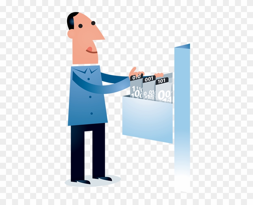Illustration Of Man Browsing Electronic Records - Organize Data #872759