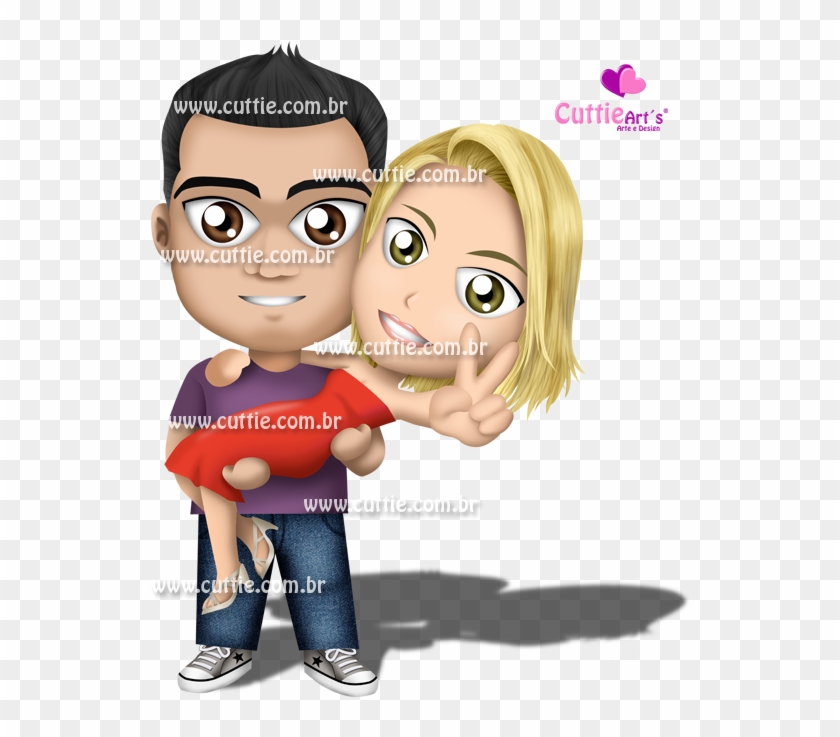 Caricatura Cuttie Para Noivado Barbara E Leonardo - Cartoon #873765