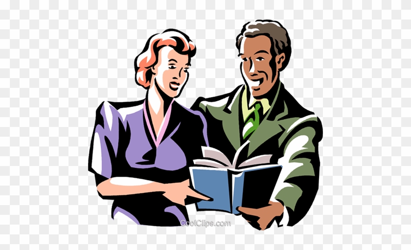 Man And Woman Reading A Book Royalty Free Vector Clip - Читает Книгу Пнг #878652