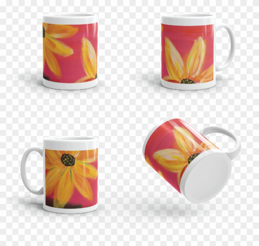Black Eyed Susans On Red Mug - Black Eyed Susans On Red Mug #879634