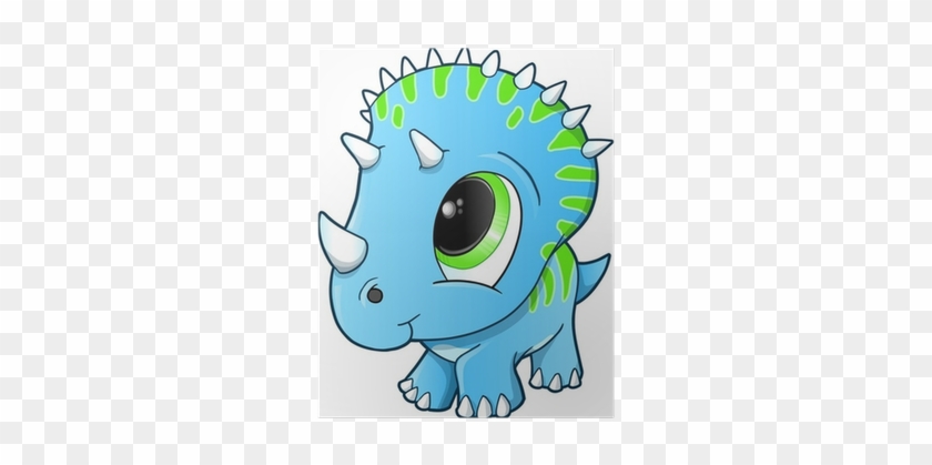 Cute Baby Triceratops Dinosaur Vector Illustration - Cute Baby Dinosaur #888775