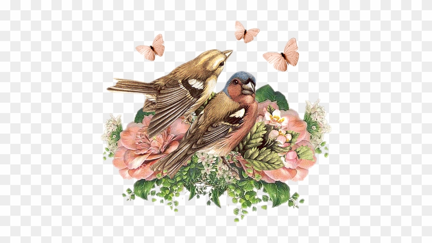 Винтажные Цветы В Png Для Декупажа - Flower Bird Vintage Paper Ornament (round) #892762