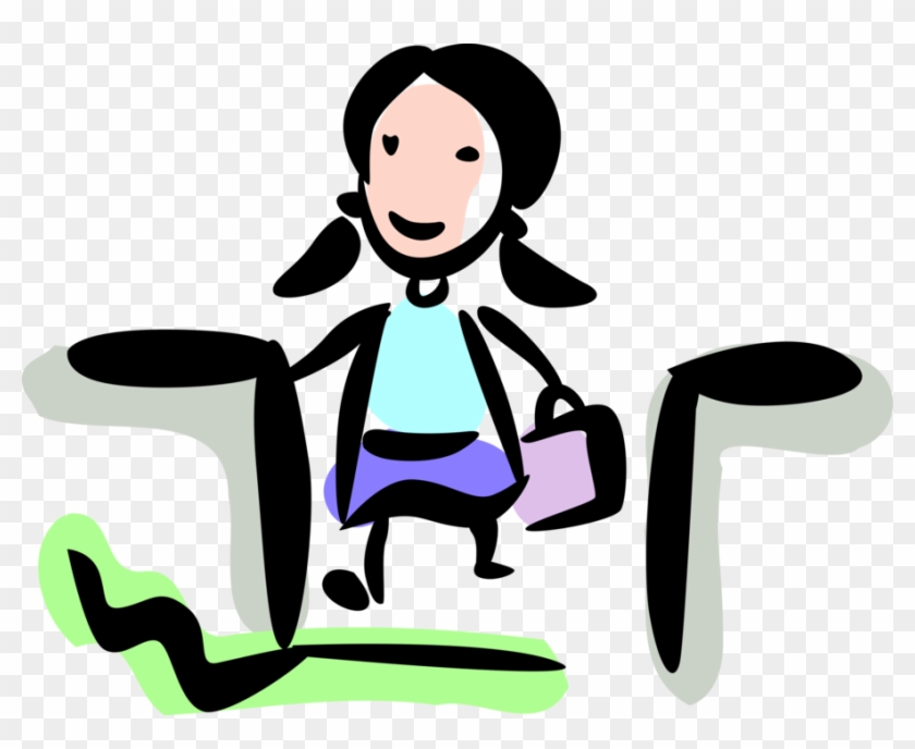 Vector Illustration Of Businesswoman With Briefcase - Vector Illustration Of Businesswoman With Briefcase #893975