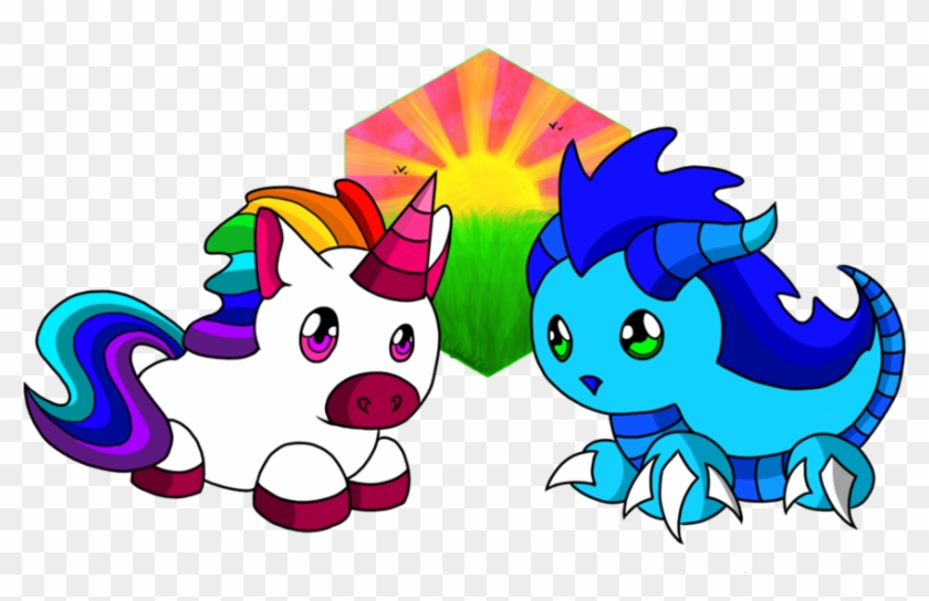 Cute Unicorn And Dragon By Ladyvoodoogirl - Cartoon #896002