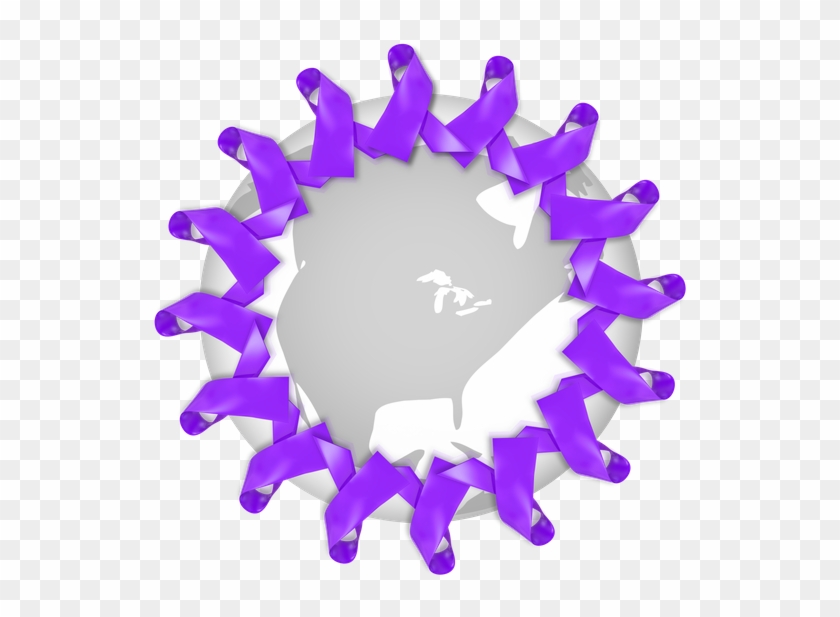 Purple Alzheimers Disease Cystic Fibrosis Ribbons Around - Average April Snowfall Chicago #897131