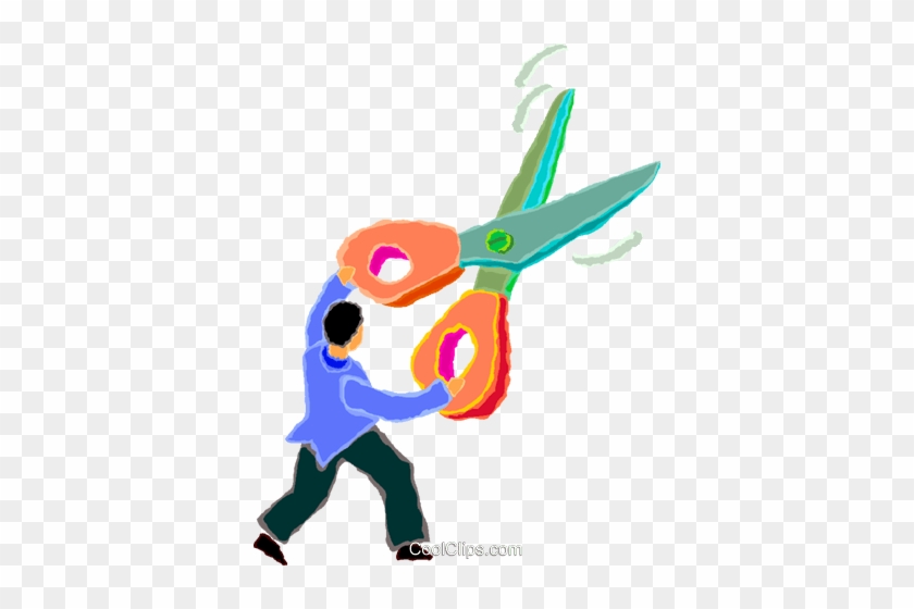 Man With Scissors Royalty Free Vector Clip Art Illustration - Cartoon #899932