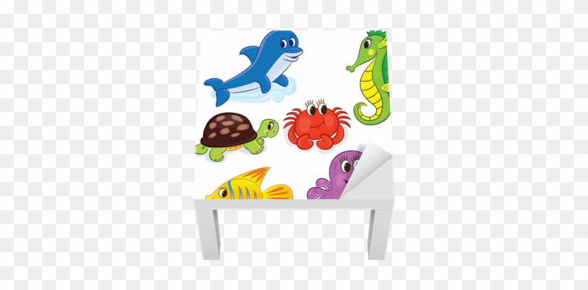 Vinilo Para Mesa Lack Conjunto De Animales De Mar De - Cartoon Animals In The Sea #902675