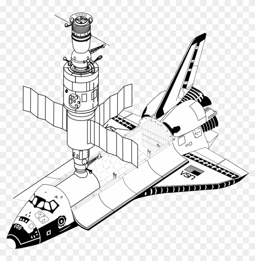 Space Shuttle Docked Station Png Clipart - Soyuz And Space Shuttle #902998