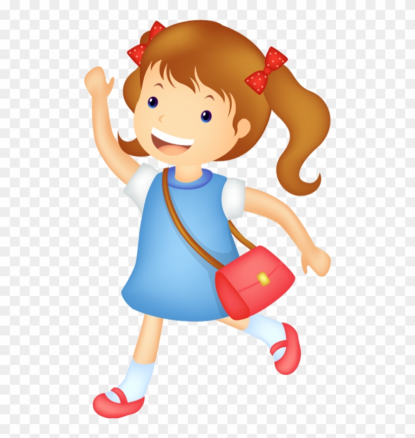 Student School Clip Art - School Girl Cartoon Png #906090