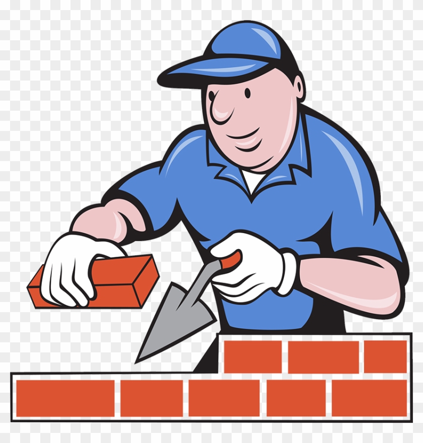 Bricklayer Freemasonry Clip Art - Bricklayer Mason Plasterer Worker Cartoon Card #906364