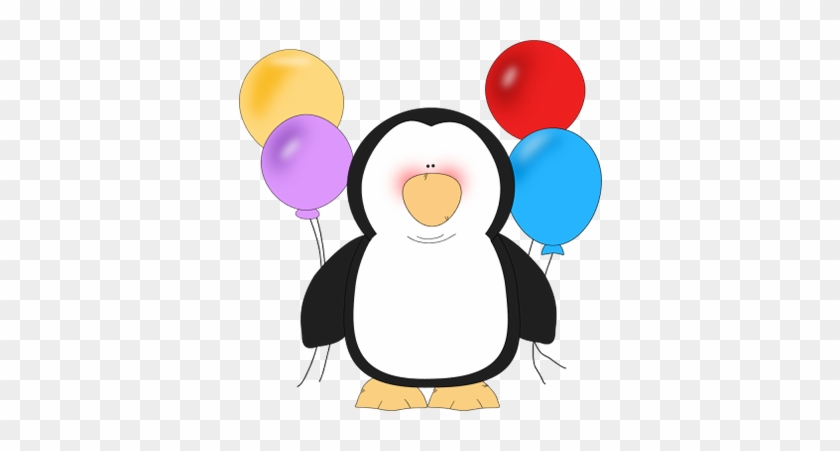 Penguing Holding Balloons - Penguin Clip Art #18550