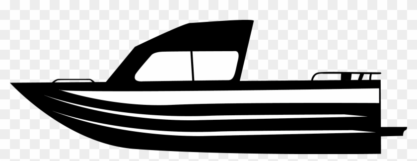 Black And White Fishing Boat Clipart #18623