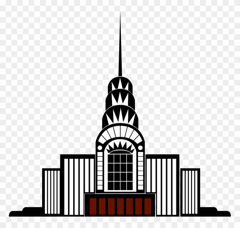Vintage Clip Art Building Art Deco High Rise - Art Deco Building Png #18757