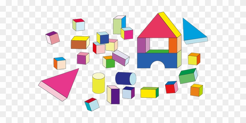 Building Blocks Cubes Cylinders Prismatic - Building Blocks Clipart Png #19273