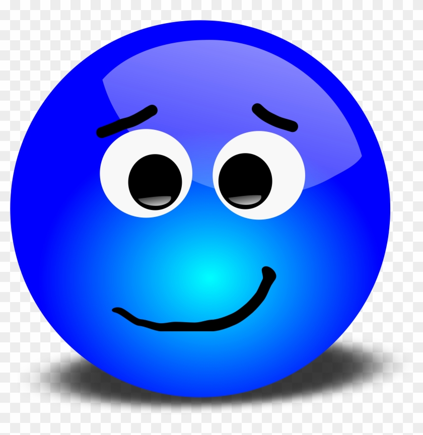 Vector Graphic Of A Blue 3d Smiley Portraying A Bothered - Smiley Face Clip Art #19906