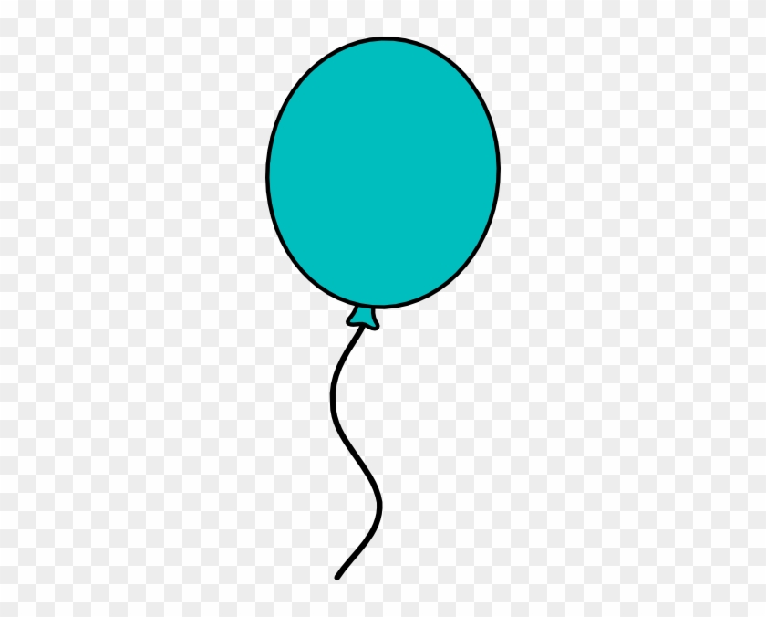 Teal Balloon Dark Outline Clip Art - Single Balloon Clipart Png #20057